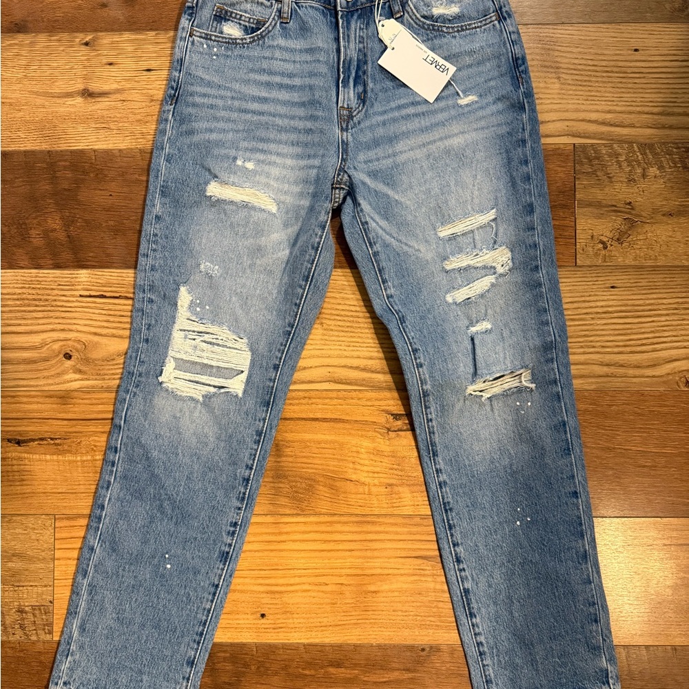 Vervet Distressed Boyfriend FitStraight Leg Jeans